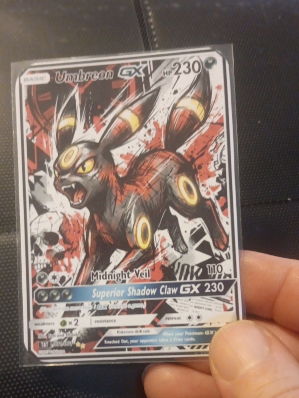 Pokemon Umbreon GX Card - Black, Yellow, Red